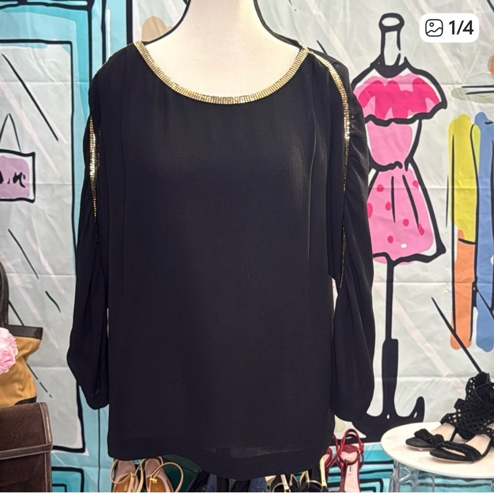 Philip Lim Elegant Black Women's Top with Gold Accents